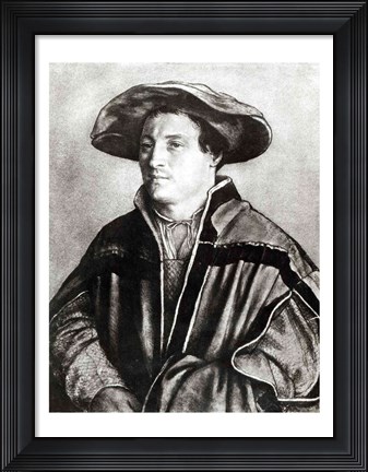 Framed Portrait of a man with a red hat, c.1530 Print