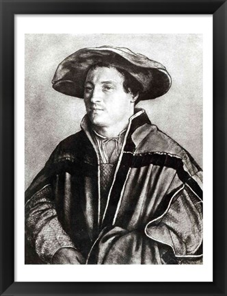 Framed Portrait of a man with a red hat, c.1530 Print