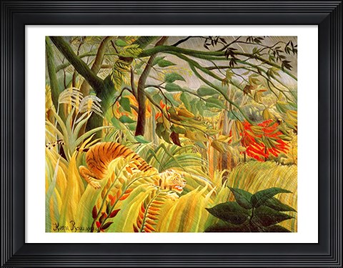 Framed Tiger in a Tropical Storm Print