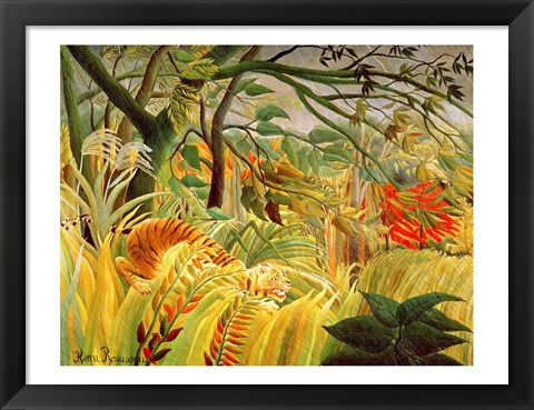 Framed Tiger in a Tropical Storm Print