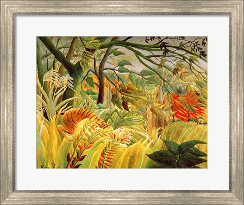 Framed Tiger in a Tropical Storm Print