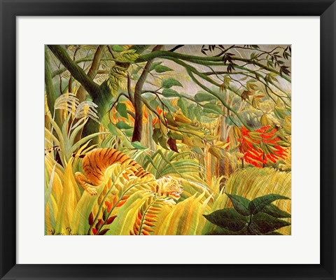 Framed Tiger in a Tropical Storm Print