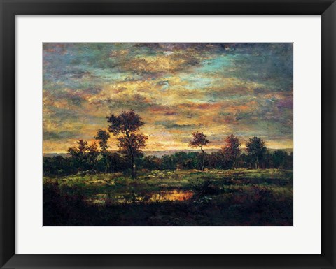 Framed Pond at the Edge of a Wood Print