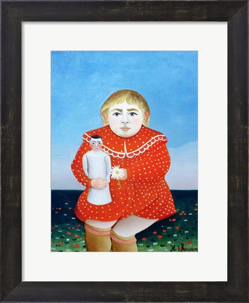 Framed girl with a doll Print