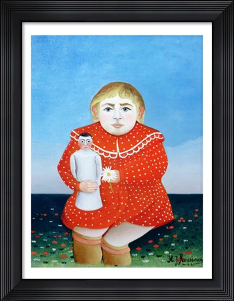 Framed girl with a doll Print