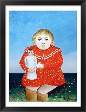 Framed girl with a doll Print