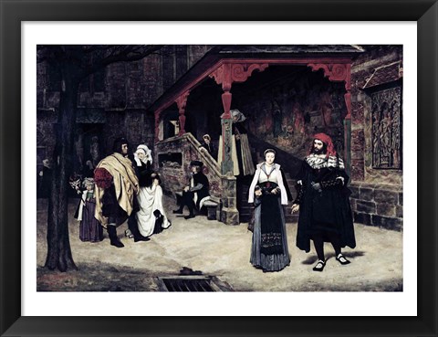 Framed Meeting of Faust and Marguerite, 1860 Print