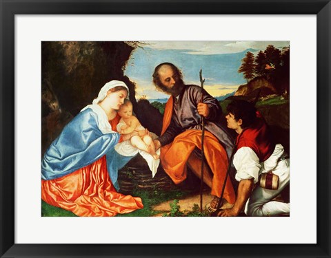 Framed Holy Family and a Shepherd Print