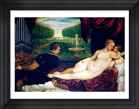 Framed Venus with an Organist and Cupid Print