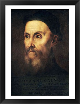 Framed Portrait of John Calvin Print