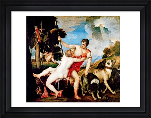 Framed Venus and Adonis, 1553 Print