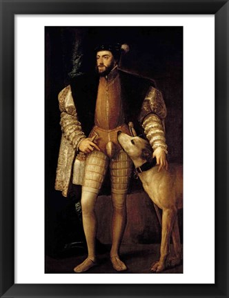 Framed Charles V Holy Roman Emperor and King of Spain with his Dog Print