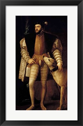 Framed Charles V Holy Roman Emperor and King of Spain with his Dog Print