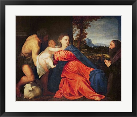 Framed Virgin and Infant with Saint John the Baptist and Donor Print