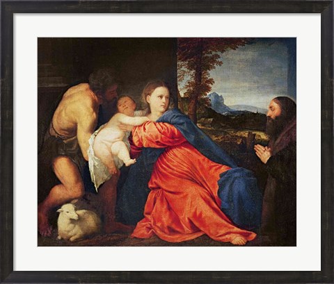Framed Virgin and Infant with Saint John the Baptist and Donor Print