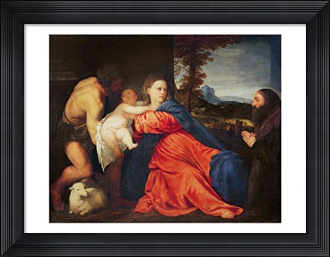 Framed Virgin and Infant with Saint John the Baptist and Donor Print
