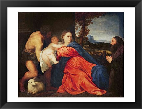 Framed Virgin and Infant with Saint John the Baptist and Donor Print