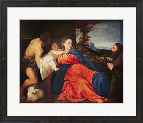 Framed Virgin and Infant with Saint John the Baptist and Donor Print