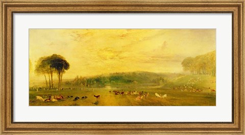 Framed Lake, Petworth: Sunset, Fighting Bucks Print