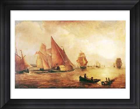 Framed Estuary of the Thames and the Medway Print