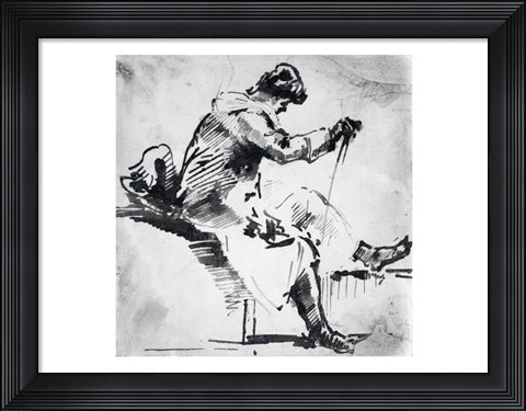 Framed Seated man Print