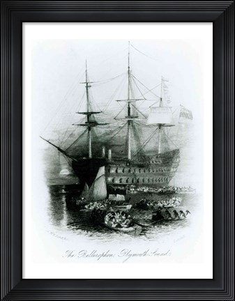 Framed Bellerophon at Plymouth Sound in 1815 Print