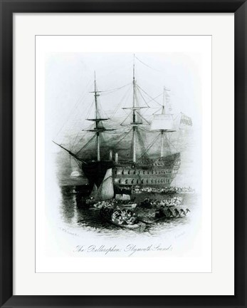 Framed Bellerophon at Plymouth Sound in 1815 Print