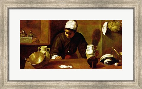 Framed Kitchen Maid with the Supper at Emmaus, c.1618 Print