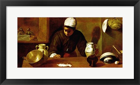 Framed Kitchen Maid with the Supper at Emmaus, c.1618 Print