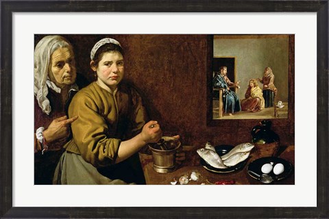 Framed Kitchen Scene with Christ in the House of Martha and Mary Print