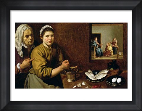 Framed Kitchen Scene with Christ in the House of Martha and Mary Print