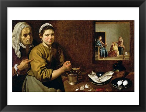 Framed Kitchen Scene with Christ in the House of Martha and Mary Print