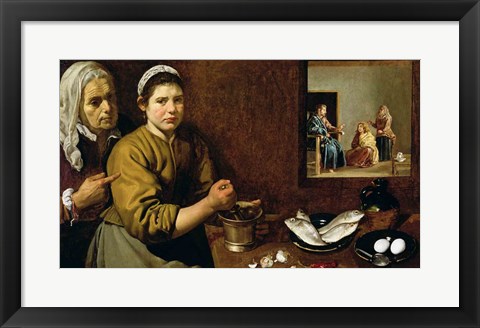 Framed Kitchen Scene with Christ in the House of Martha and Mary Print