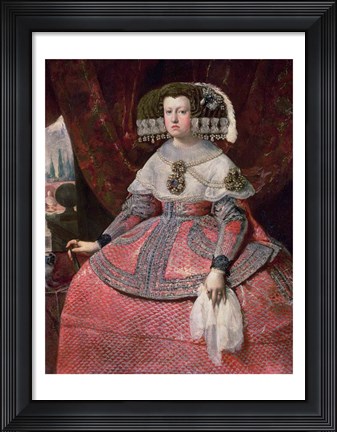Framed Queen Maria Anna of Spain in a red dress Print