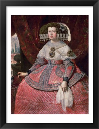 Framed Queen Maria Anna of Spain in a red dress Print