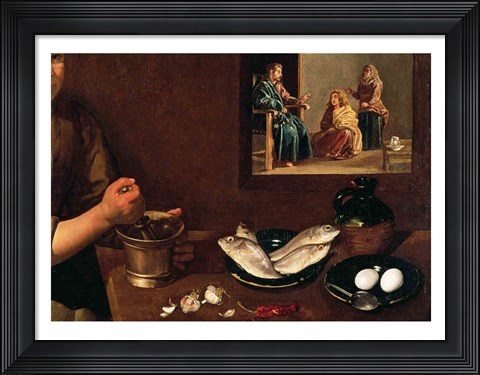 Framed Kitchen Scene with Christ in the House of Martha and Mary, Detail Print