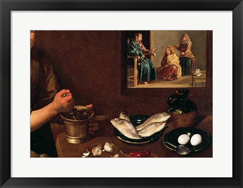 Framed Kitchen Scene with Christ in the House of Martha and Mary, Detail Print