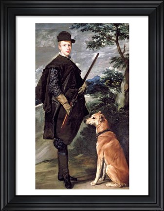 Framed Portrait of Cardinal Infante Ferdinand of Austria with Gun and Dog, 1632 Print