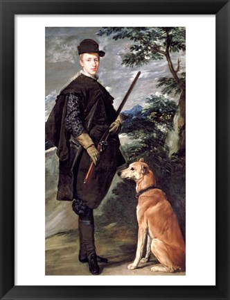 Framed Portrait of Cardinal Infante Ferdinand of Austria with Gun and Dog, 1632 Print