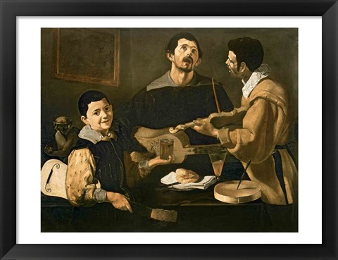 Framed Three Musicians, 1618 Print