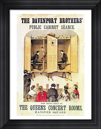 Framed Poster advertising a psychic performance by the Davenport Brothers, 1865 Print