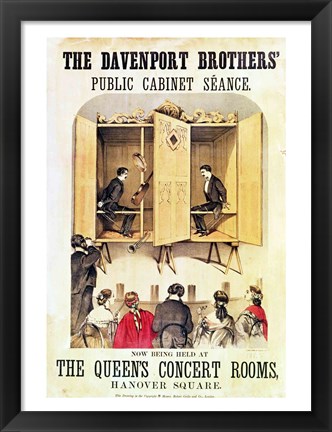 Framed Poster advertising a psychic performance by the Davenport Brothers, 1865 Print