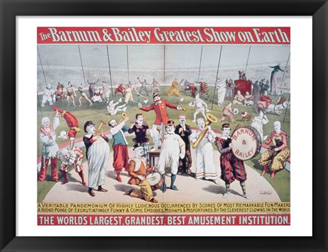 Framed Poster advertising the Barnum and Bailey Greatest Show on Earth Print