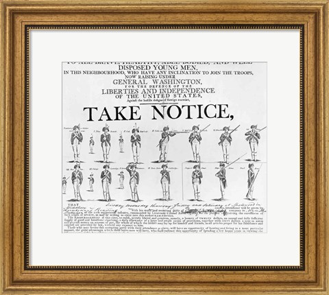 Framed US Army Recruiting Poster Showing Various Positions of a Soldier Under Arms Print