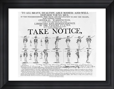 Framed US Army Recruiting Poster Showing Various Positions of a Soldier Under Arms Print