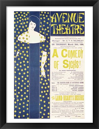 Framed Poster advertising &#39;A Comedy of Sighs&#39; Print