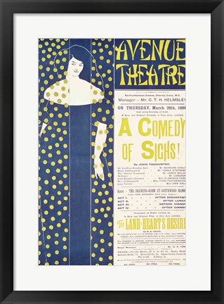 Framed Poster advertising &#39;A Comedy of Sighs&#39; Print