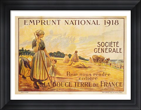 Framed Poster for the Loan for National Defence from the Societe Generale, 1918 Print