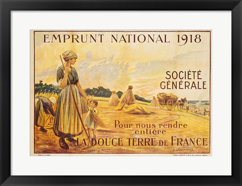 Framed Poster for the Loan for National Defence from the Societe Generale, 1918 Print