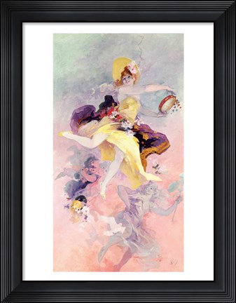 Framed Dancer with a Basque Tambourine Print